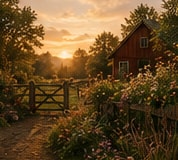 Solnedgang over Garn Gården