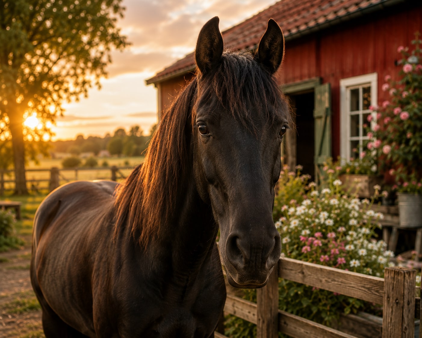 Ridehest på Garn Gården